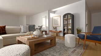Transitional, California Cool, Warm Transitional Living Room by Havenly Interior Designer Julieta