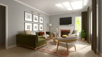 Bohemian, Scandinavian, Warm Transitional Living Room by Havenly Interior Designer Juliana