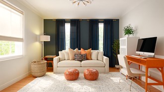 Midcentury Scandi, Warm Transitional Office by Havenly Interior Designer Andrea