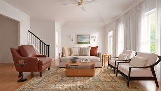 Warm Transitional Living Room by Havenly Interior Designer Sofia