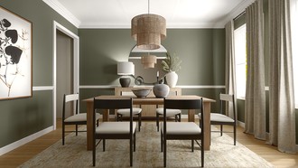Farmhouse, Transitional, Warm Transitional Dining Room by Havenly Interior Designer Julieta
