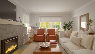 Warm Transitional Living Room by Havenly Interior Designer Tai