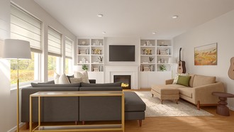 Warm Transitional Living Room by Havenly Interior Designer Julia