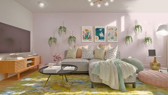Eclectic, Glam, Preppy Living Room by Havenly Interior Designer Rebekah