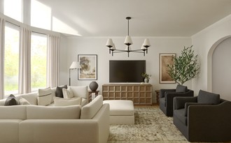 Transitional, Organic Modern, California Cool, Warm Transitional Living Room by Havenly Interior Designer Grace