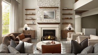 Warm Transitional Living Room by Havenly Interior Designer Martha