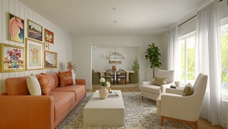 Warm Transitional Living Room by Havenly Interior Designer Victor