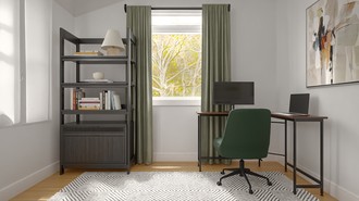 Minimal, Warm Transitional Office by Havenly Interior Designer Kelly