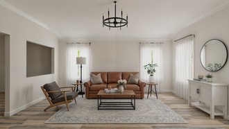 Warm Transitional, Modern Cottage Living Room by Havenly Interior Designer Hannah