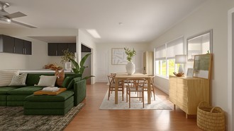 Midcentury Modern, Midcentury Scandi, Warm Transitional Dining Room by Havenly Interior Designer Tania
