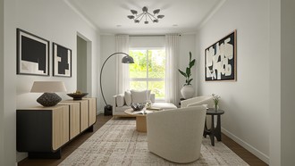 Modern, Farmhouse, Minimal, Warm Transitional Living Room by Havenly Interior Designer Alix