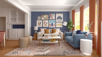 Bohemian, Midcentury Modern, Artful Eclectic Living Room by Havenly Interior Designer Ivan