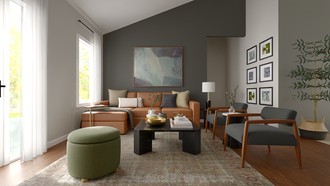 Midcentury Scandi, Warm Transitional Living Room by Havenly Interior Designer Mercedes