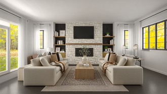 Organic Modern, Warm Transitional Living Room by Havenly Interior Designer Alisa