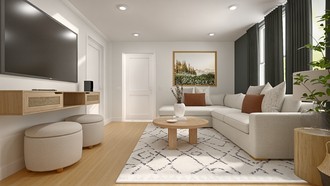 Midcentury Modern, Warm Transitional Living Room by Havenly Interior Designer Bertha