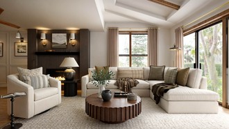 Organic Modern, Warm Transitional Living Room by Havenly Interior Designer Malena
