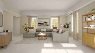 Warm Transitional Living Room by Havenly Interior Designer Marina