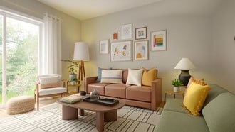 Bohemian, Midcentury Modern Living Room by Havenly Interior Designer Constanza