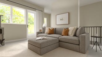 Warm Transitional Living Room by Havenly Interior Designer Constanza