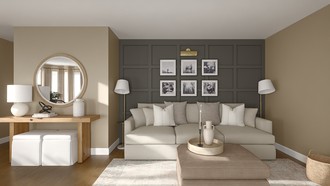 Warm Transitional Living Room by Havenly Interior Designer Stefanny