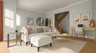 Transitional, Midcentury Modern, Minimal, Scandinavian, Midcentury Scandi, Organic Modern, Warm Transitional Living Room by Havenly Interior Designer Charlee