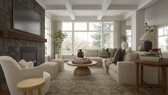 Farmhouse, Rustic, Transitional Living Room by Havenly Interior Designer Emilee