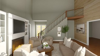 Warm Transitional Living Room by Havenly Interior Designer Martha