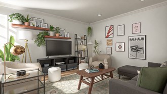 Eclectic, Midcentury Modern, Warm Transitional Living Room by Havenly Interior Designer Diego