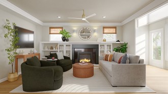 Contemporary, Modern, Warm Transitional Living Room by Havenly Interior Designer Linda