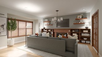 Contemporary Luxe, Warm Transitional Living Room by Havenly Interior Designer Athena
