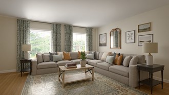 Organic Modern, Warm Transitional Living Room by Havenly Interior Designer Ariel