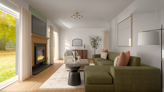 Inspired Modern, Organic Modern, Warm Transitional Living Room by Havenly Interior Designer Sol