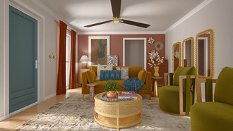 Warm Transitional, Modern Cottage, Artful Eclectic Living Room by Havenly Interior Designer Estrellita