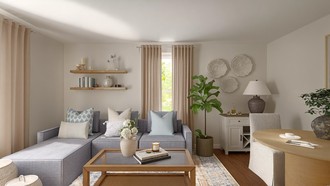 Coastal, Warm Transitional Living Room by Havenly Interior Designer Ciria
