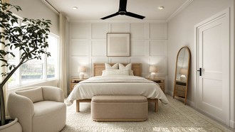 Classic Contemporary, Warm Transitional Bedroom by Havenly Interior Designer Malena