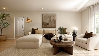 Organic Modern, Warm Transitional Living Room by Havenly Interior Designer Malena