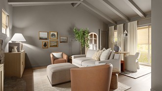 Warm Transitional, Modern Cottage, Artful Eclectic Living Room by Havenly Interior Designer Sloan