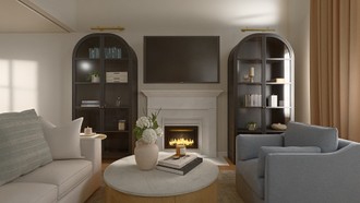 Farmhouse, Warm Transitional Living Room by Havenly Interior Designer Ciria