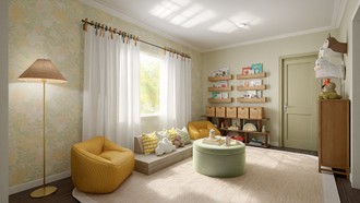 Eclectic, Midcentury Modern, Preppy, Artful Eclectic Playroom by Havenly Interior Designer Giovanna