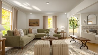 Warm Transitional Living Room by Havenly Interior Designer Martha