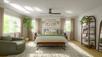 Contemporary, California Cool, Warm Transitional Bedroom by Havenly Interior Designer Megan