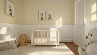 Midcentury Scandi, Warm Transitional Nursery by Havenly Interior Designer Candida