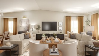 Warm Transitional Living Room by Havenly Interior Designer Martha