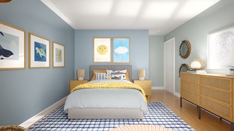 Preppy, Midcentury Scandi Bedroom by Havenly Interior Designer Estrellita
