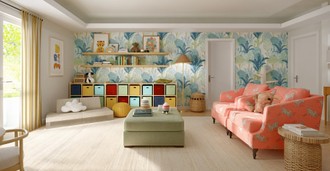 Eclectic, Bohemian, Preppy, Artful Eclectic Playroom by Havenly Interior Designer Giovanna