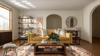 Bohemian, Warm Transitional Living Room by Havenly Interior Designer Maria