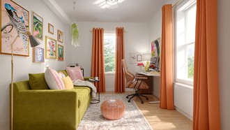 Global, Midcentury Scandi, Organic Modern, Artful Eclectic Office by Havenly Interior Designer Valerie