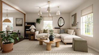 Farmhouse, Warm Transitional, Modern Cottage Living Room by Havenly Interior Designer Malena
