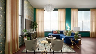 Glam, Artful Eclectic Living Room by Havenly Interior Designer Katerina