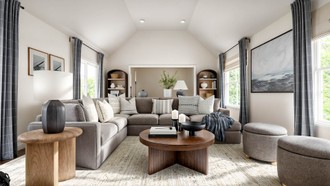 Classic Contemporary, Warm Transitional Living Room by Havenly Interior Designer Malena